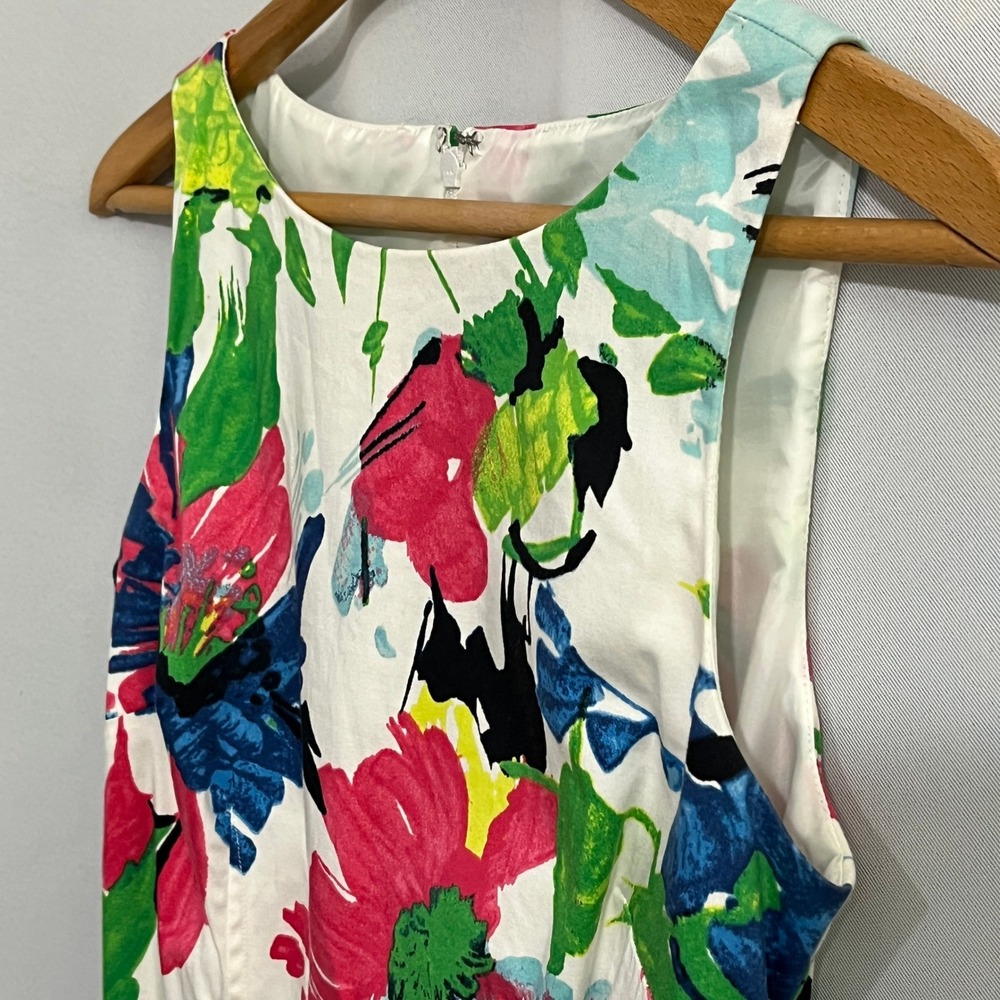 Ann Taylor Floral Sheath Dress Womens 2 White Multi Artsy‎ Sleeveless Summer - Picture 7 of 11